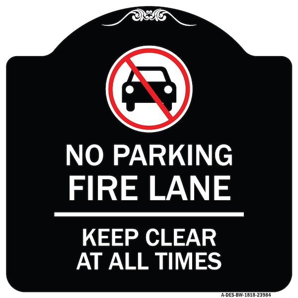 Signmission Fire Lane Keep Clear Heavy-Gauge Aluminum Architectural Sign, 18" x 18", BW-1818-23983 A-DES-BW-1818-23983 - main